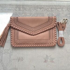 Elegant Tan Clutch with Tassel